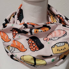 Load image into Gallery viewer, Sushi Cat Double Loop Infinity Scarf
